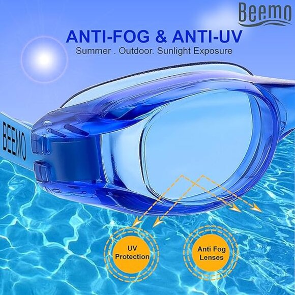 BEEMO Swimming Goggles for Kids/Early Teens Leak Resistant Adjustable - Blue - Picture 5 of 5